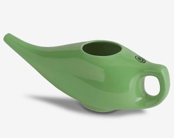Olla neti de cerámica Jal, no metálica y sin plomo, con agarre cómodo, tratamiento natural para la congestión nasal, olla neti de yoga (mango crudo)