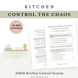 Lista de verificación imprimible para la limpieza de la cocina con TDAH: sistema de control estructurado de 20 minutos para la gestión del hogar