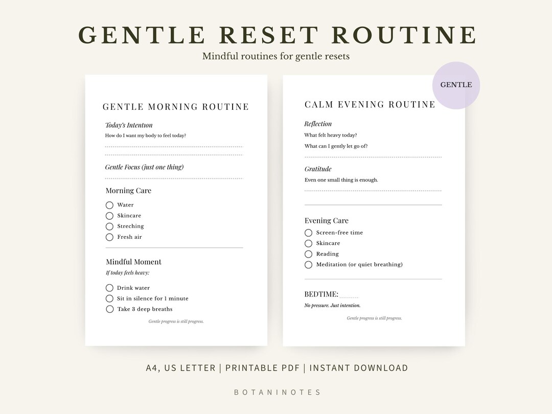 Gentle Reset Routine Printable for Overwhelmed Minds | Morning ...