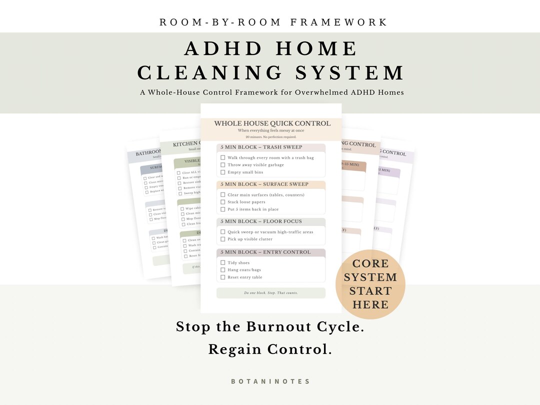ADHD Home Reset System, ADHD Cleaning Framework, Room by Room Plan for ...