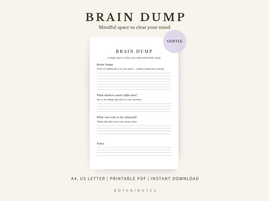 Brain Dump Printable for Overwhelmed Minds | Mental Clarity Reset Page ...