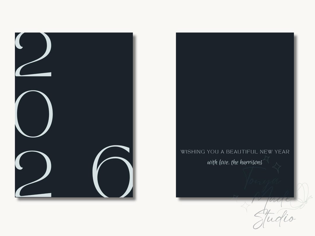 Architectural 2026 Holiday Card: Minimalist 5x7 Photo-free Template ...