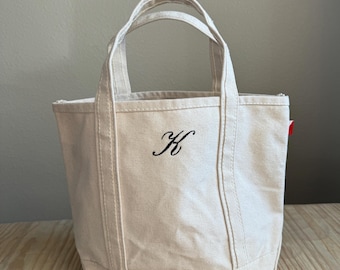 MINI NATURAL Personalisierte Tasche Einzelbuchstabe Personalisierung | Mini Canvas Tote