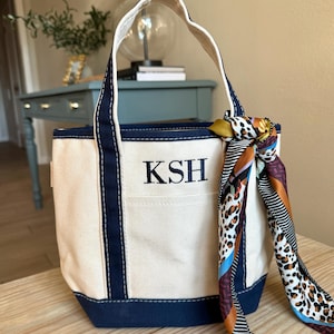 NAVY & CREAM Custom Canvas Tote Bag | Serif Font Personalization | Mini Canvas Tote