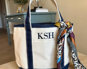 NAVY & CREAM Personalisierte Tragetasche | Serif Schrift Personalisierung | Mini Canvas Tote