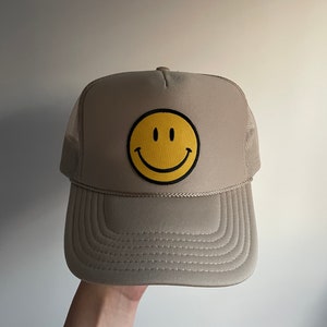 SMILEY FACE TRUCKER Hat | Trendy Trucker Hat | Smiley Face Patch Hat