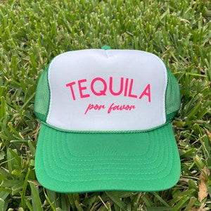 TEQUILA POR FAVOR Trucker Hat | Green/White & Pink