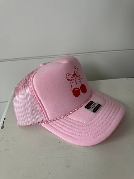CHERRY BOW Trucker Hat | Pink & Red - Etsy display picture 2