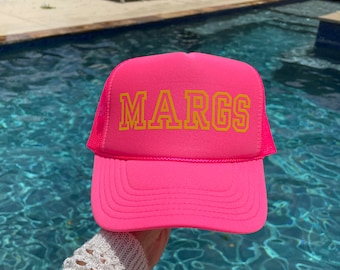 MARGS Trucker Hat | Pink & Yellow | Neon Trucker Hat | Unisex Fit