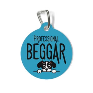 Funny Dog Tag: Professional Beggar Pet ID, Quirky Pet Accessory