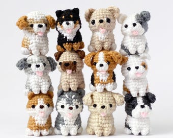 Crochet Sitting Puppy Pattern Bundle: 10-in-1 No-Sew Dog Breeds Amigurumi (PDF)