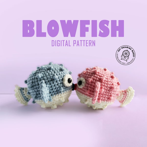 Blowfish Crochet Pattern (PDF) Puffer Fish Amigurumi, Crochet Balloonfish, Bubblefish Pattern, Left-handed & Right-handed Versions Included