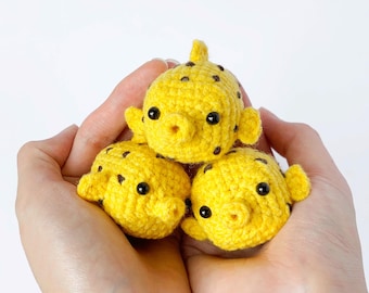 Schema all'uncinetto per un pesce scatola giallo: pesce amigurumi senza cuciture (PDF)