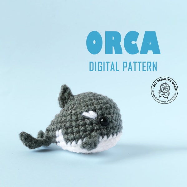 Orca Crochet Pattern (PDF) Baby Orca Amigurumi, Crochet Killer Whale, Crochet Sea Creature Toy, Left-handed & Right-handed Versions Included