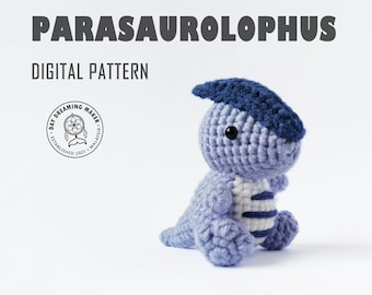 Parasaurolophus Crochet Pattern (PDF) Dinosaur Amigurumi, Crochet Dino Pattern, Hadrosaurs, Left-handed & Right-handed Versions Included