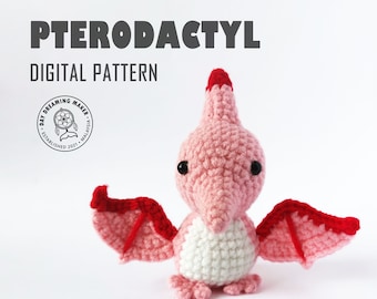 Pterodactyl Crochet Pattern (PDF) Dinosaur Amigurumi, Crochet Flying Dinosaur Pattern, Pterodactylus Pattern, Left-handed & Right-handed
