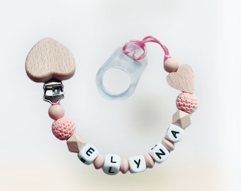 Personalized heart pacifier clip