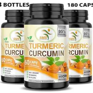 Organic Turmeric Curcumin Max Potency 95% Curcumin With Black Pepper 15050mg 180 Vegetable Capsules Non Gmo