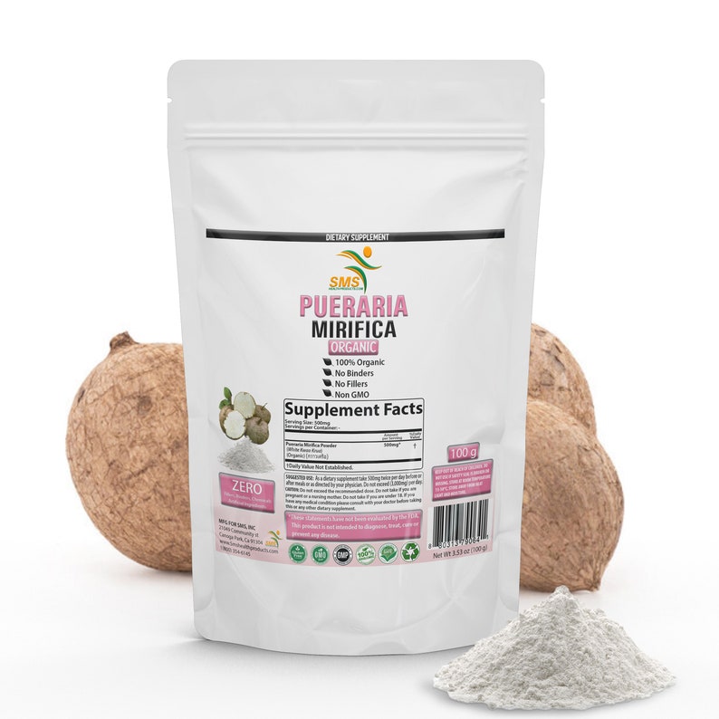 Pueraria Mirifica Organic White Kwao Krua Root Powder Organic Farmed Imported From Thailand Packaged In USA Pharmaceutical Grade image 1