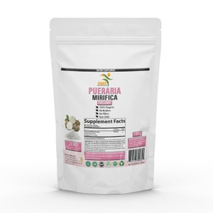 Pueraria Mirifica Organic White Kwao Krua Root Powder Organic Farmed Imported From Thailand Packaged In USA Pharmaceutical Grade 100 g