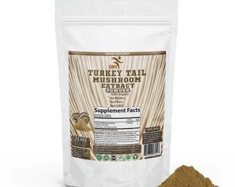 Turkey Tail Powder 100G by SMS. Natural Immune System and Digestive Support, Daily Mushroom Supplement, Organic, Non GMO