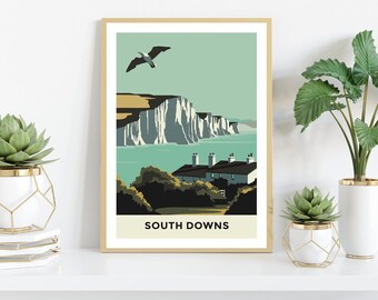 South Downs Travel Print / South Downs National Park Poster / South Downs Poster / English Countryside Print / Living Room Decor / Home Gift