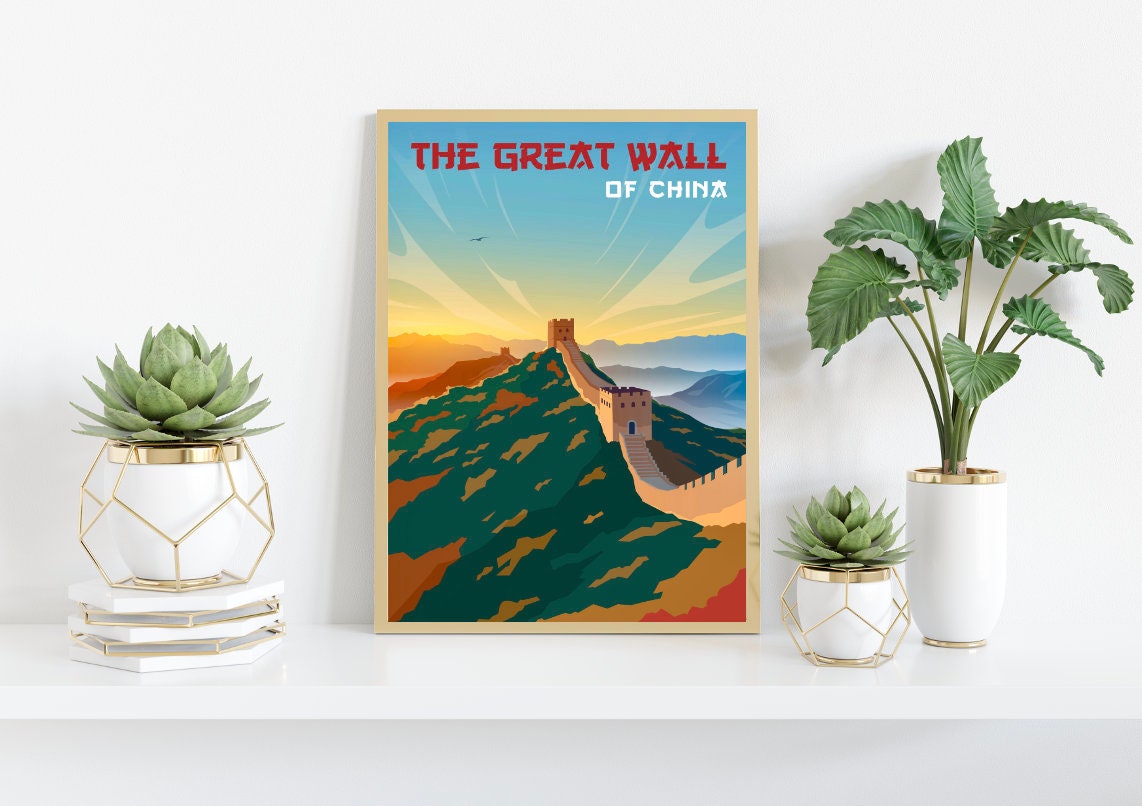 Discover China Travel Print / The Great Wall Of China Poster / Retro Travel Poster / Vintage Travel Print / China Poster / Living Room / Home Decor
