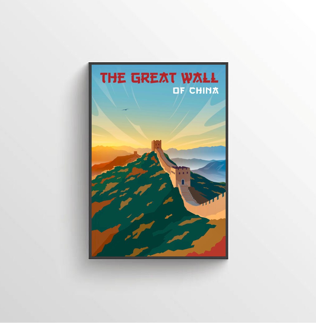 Discover China Travel Print / The Great Wall Of China Poster / Retro Travel Poster / Vintage Travel Print / China Poster / Living Room / Home Decor