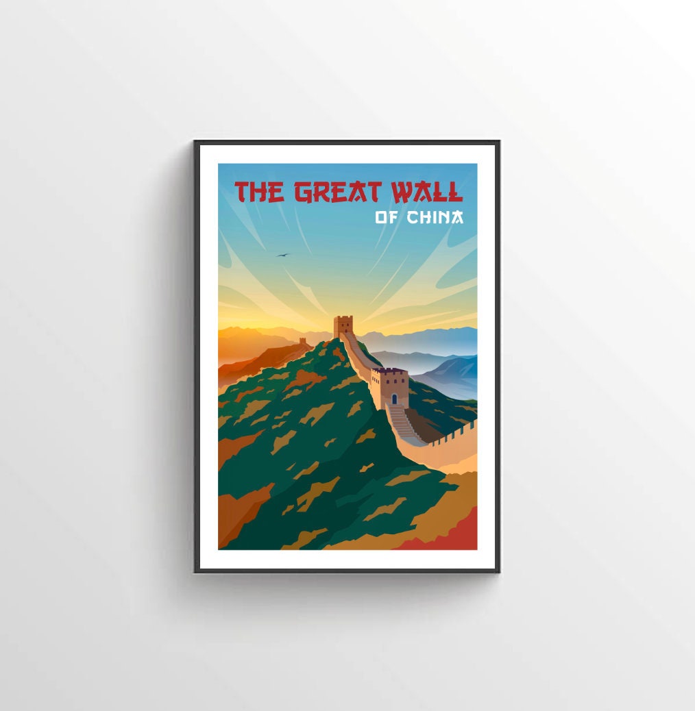 Discover China Travel Print / The Great Wall Of China Poster / Retro Travel Poster / Vintage Travel Print / China Poster / Living Room / Home Decor