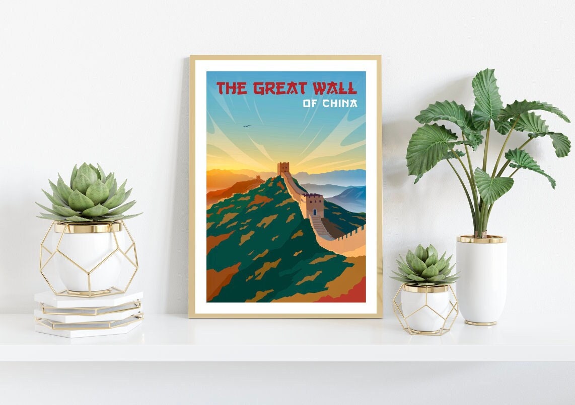 Discover China Travel Print / The Great Wall Of China Poster / Retro Travel Poster / Vintage Travel Print / China Poster / Living Room / Home Decor