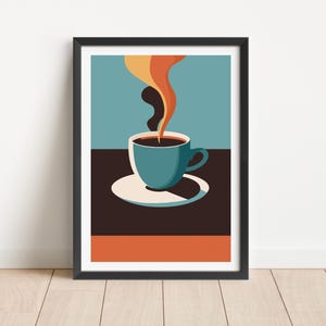 Retro Coffee Cup Print: Kitchen Wall Art Poster