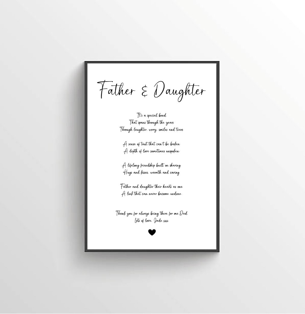 Daughter Wants Daddy In Vacation  Captions ххх Father and Daughter Print / Father & Daughter Poem / Fathers Day Gift /  Birthday Gift / Keepsake for Dad / Personalised Father Daughter Poem - Etsy