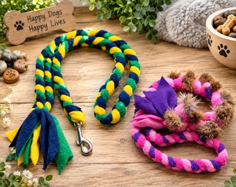 Dog leads, fleece, agility, Tug, faux fur Made to order. Your choice of colours.