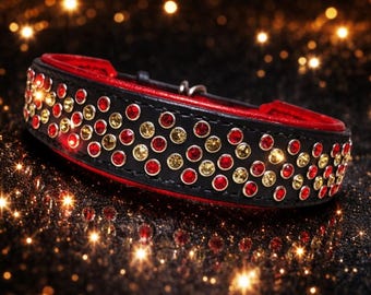 Handmade Leather Dog Collar | Bespoke Personalised Dog Collar | Luxury Crystal Dog Collar | Custom Leather Dog Collar UK | Made to Order