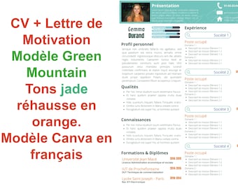 CV template + Motivation | French Curriculum Vitae | CV with Photo + cover letter | Canva template | Canva template