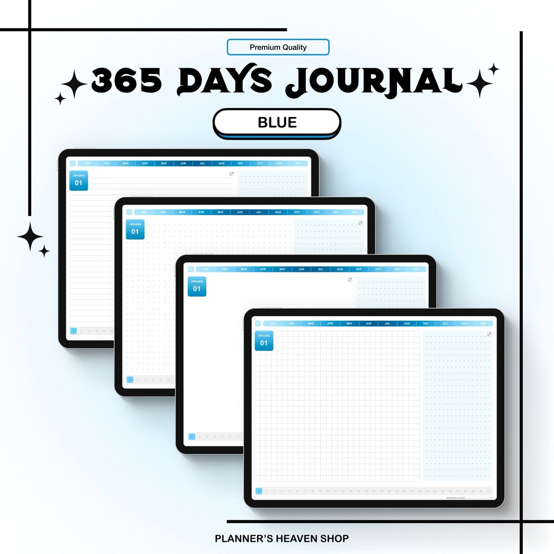Digital 365 Days Journal Wellness & Anxiety Prompts, Stickers (PDF