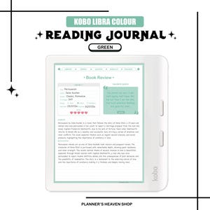 Digital Reading Tracker for Kobo Libra Colour with Hyperlinks | Green | Book & Series Reviews | Quotes | Reading Journal for Book Lover Girl