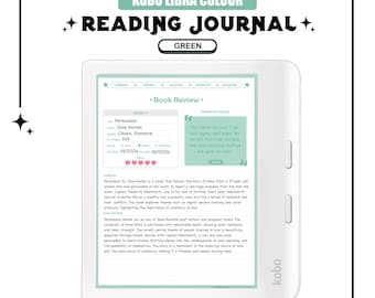Digitale leestracker voor Kobo Libra Color met hyperlinks | Groen | Boek- en serierecensies | Citaten | Dagboek lezen voor boekenliefhebber