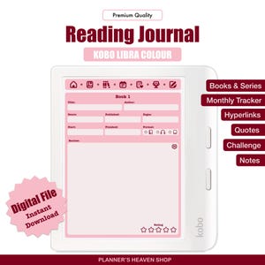 Kobo Libra Colour Digital Reading Journal: Hyperlinked Book Tracker (PDF Download)
