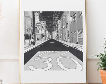 Koenji - Pôster Tokyo Silkscreen Ásia 70x50cm