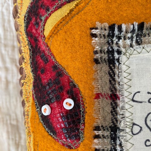 Whiskey bottle pillow, applique, upcycled shops fabric, bourbon lover, whiskey gift, snake pillow, funny pillow, novelty pillow, eco friendly