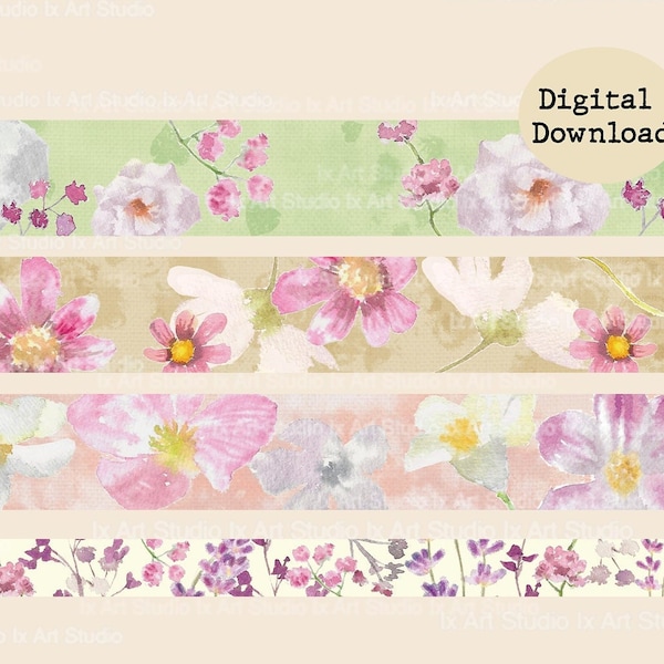 Pink Floral Washi Tape | Junk Journal Supplies