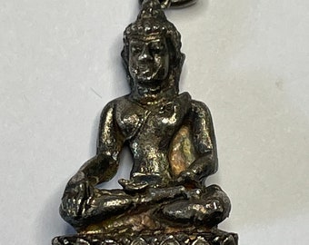 Ciondolo statua di Buddha tailandese vintage Sterling Phra Pang