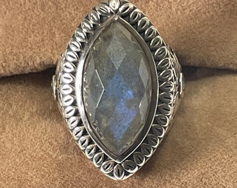 Anello labradorite girasole in argento sterling SZ 5