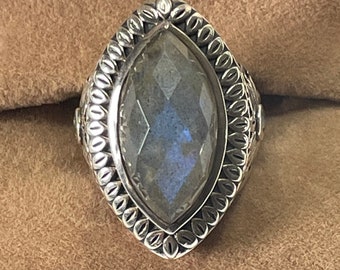 Sterling Silver Sunflower Labradorite Ring SZ 5