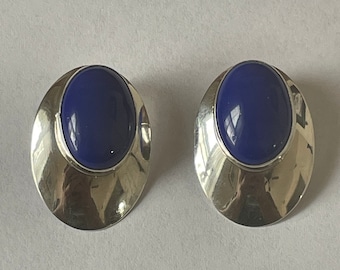 Vintage Sterling Lapis oorbellen