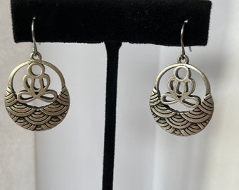 Liz Claiborne Silver Plated Meditation Dangle Earrings