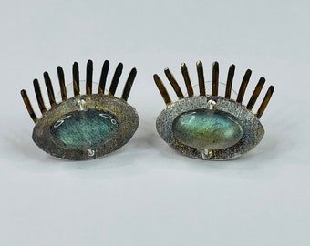 Boucles d'oreilles vintage en labradorite sterling