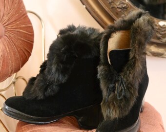 Vintage 1940s rabbit fur galoshes