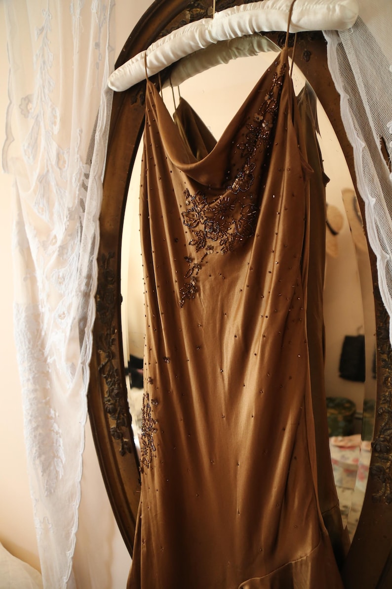 Vintage Adrianna Papell Silk Beaded Dress | M image 2